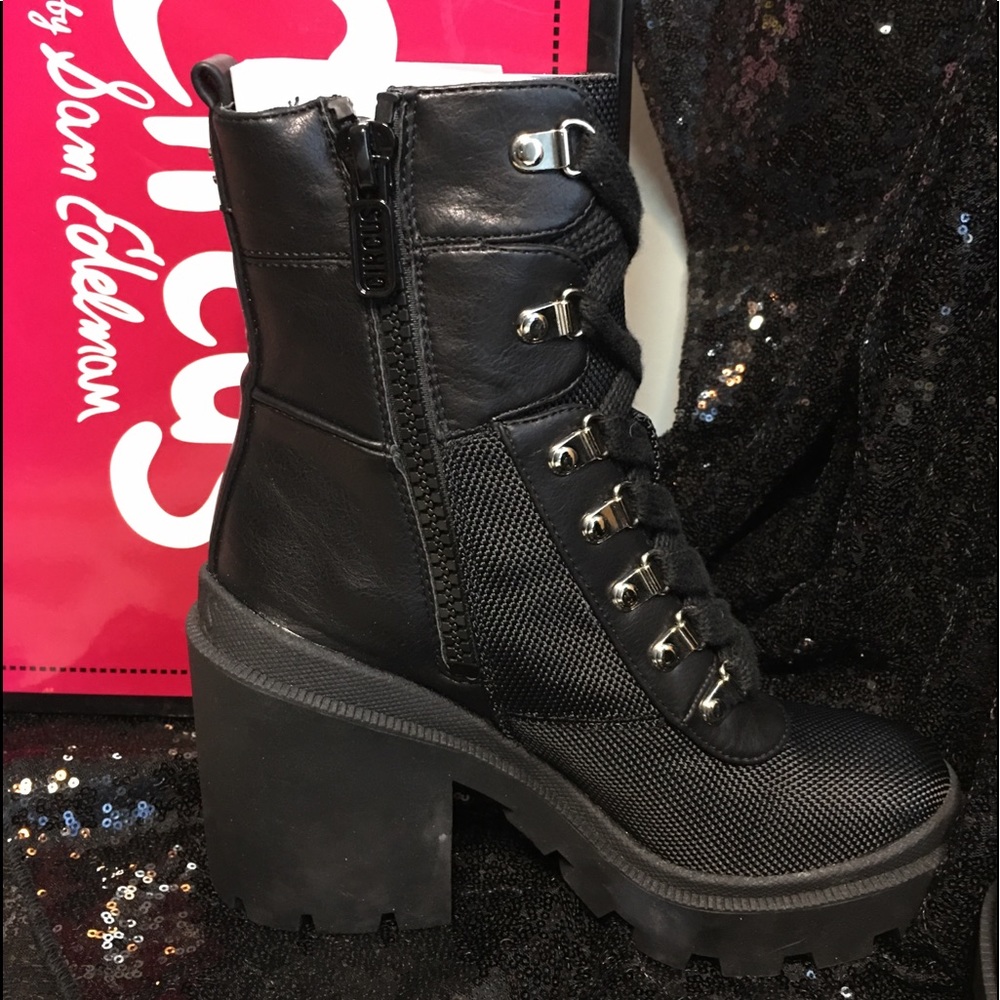Sam Edelman Black Lambert Combat Boots Size 7
